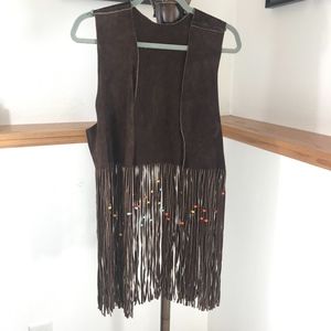 Vintage, Festival 60s or 70s Boho Suede Leather Vest Made by  Sister-in-law